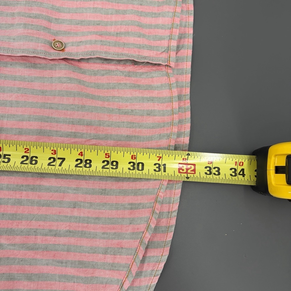 Borgo28 Shirt Mens 2XL Linen Cotton Blend Red Striped Made in Italy Button Up - Picture 8 of 11